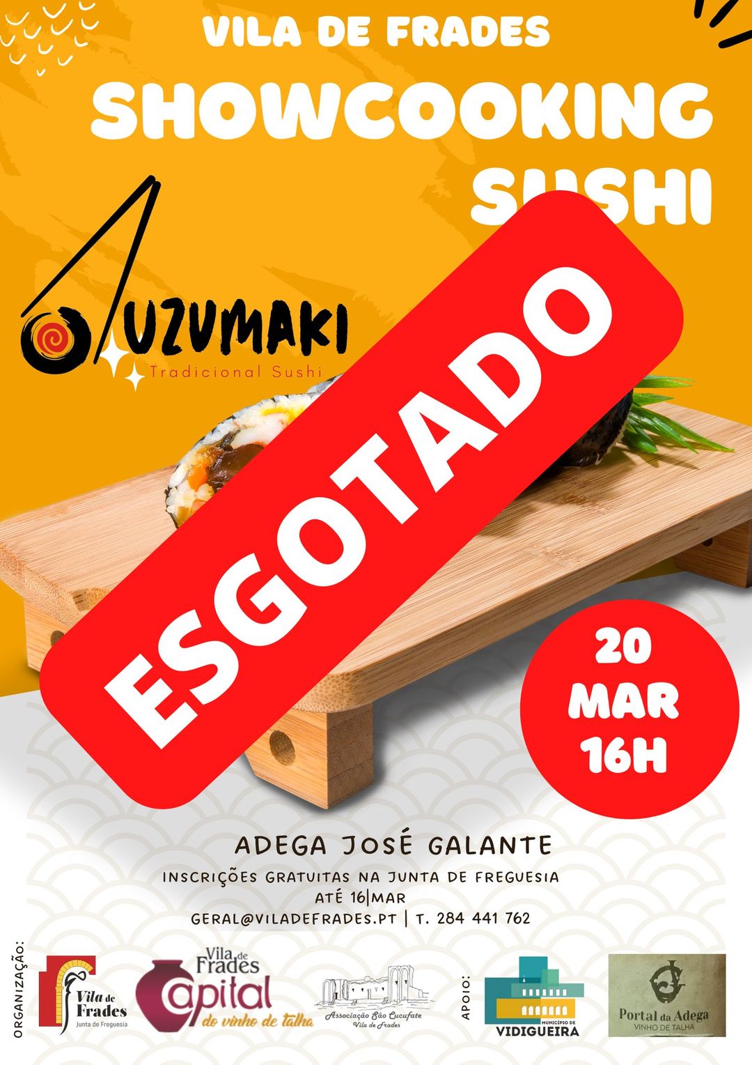 Esgotado: Showcooking de Sushi, por Uzumaki Sushi