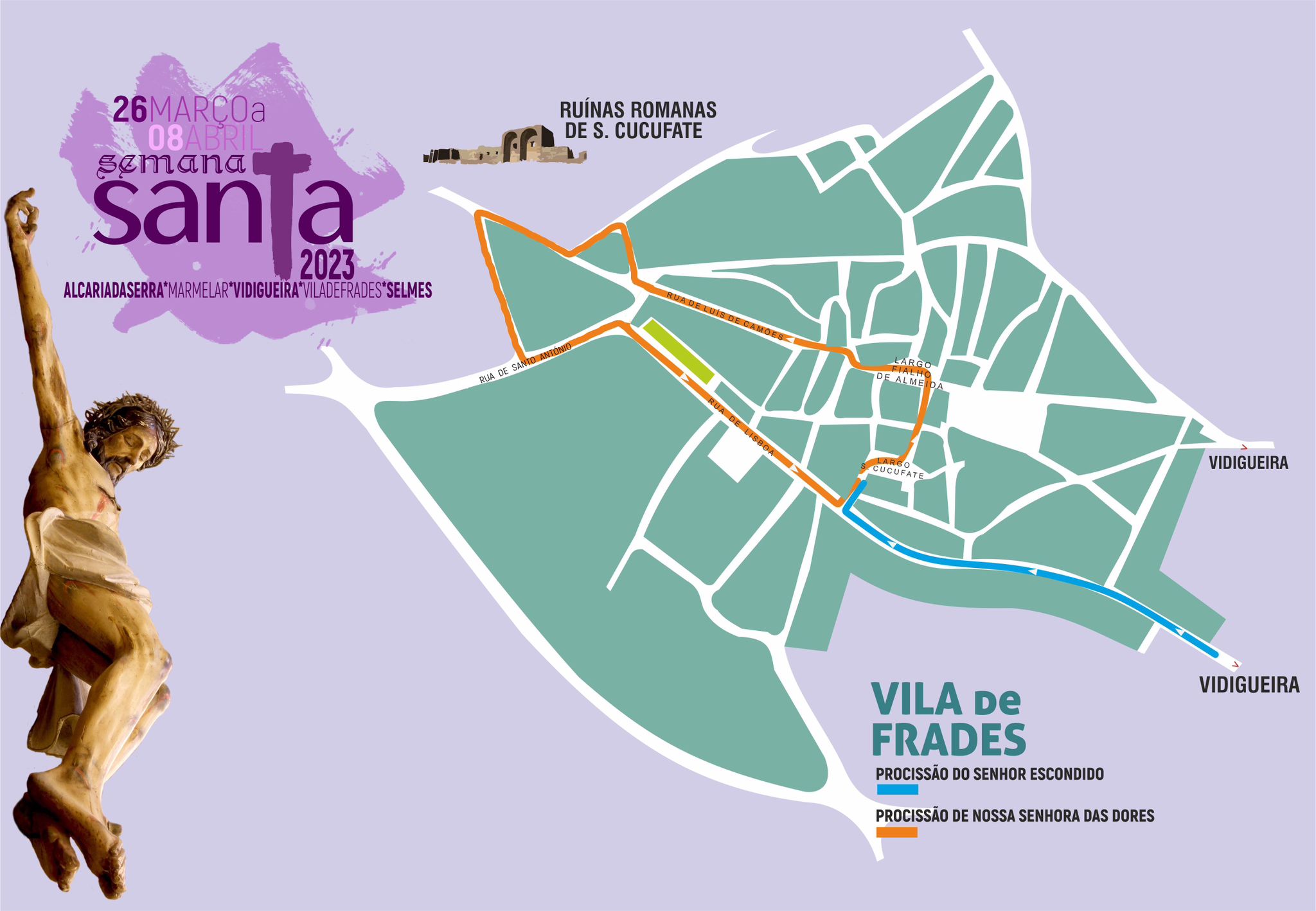 Mapa de Vila de Frades para as Festividades da Semana Santa 2023