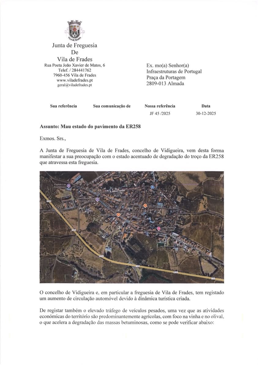 Ofício para a Infra-estruturas de Portugal